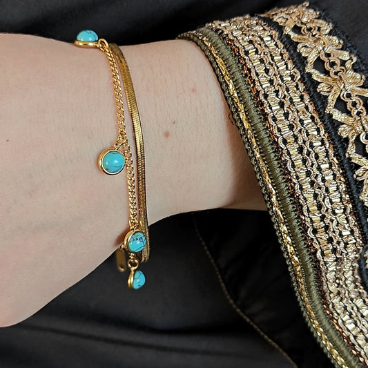 Kullattu kerrostettu rannekkoru kaksi rannekorua